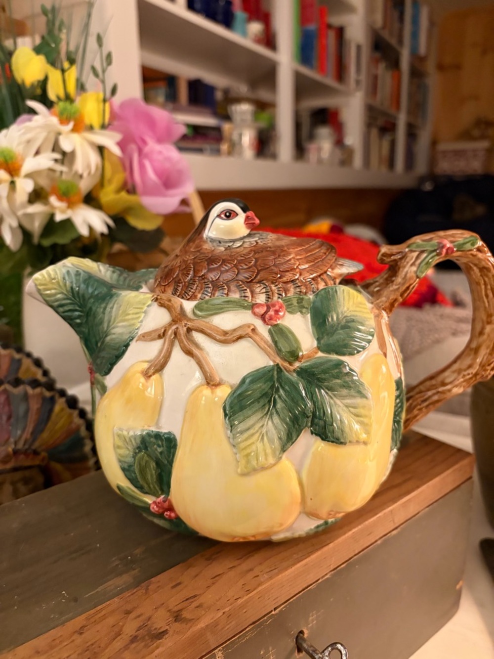 Fitz & Floyd Majolica Partridge in a Pear Tree Teapot